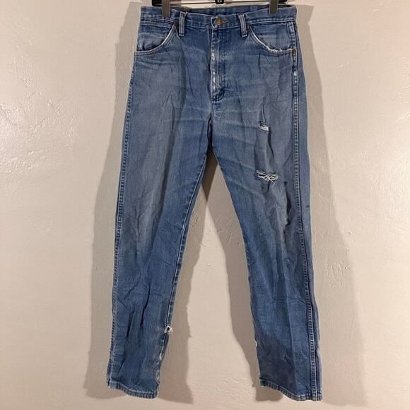 Y2K Vintage Wrangler Jeans Distressed Faded Western Denim - Picture 1 of 4